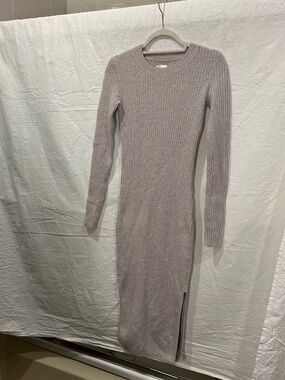 Le Fou Wilfred gray ribbed Angora goat hair sweater tube body con dress S